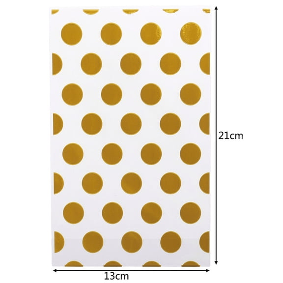 100pcs Clear Cellophane Bags Dot Cookie Bags Printed Treat Favor Bags for Wedding Baby Shower(Golden)