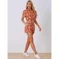 thumbnail image 2 of DARING DIVA Women's Tropical Summer Button Down Sets S Dark Red, 2 of 6