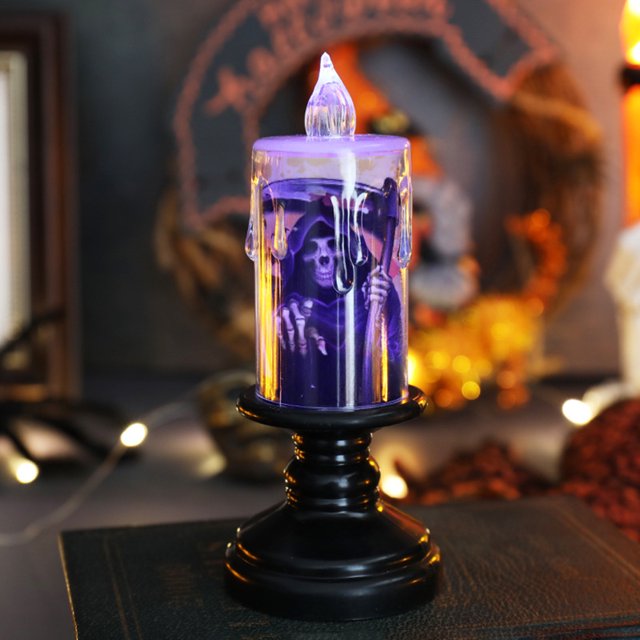 Vela Sin Llama De Halloween Vela sin llama Halloween para el Festival de Halloween (velas de candelabro esqueleto)
