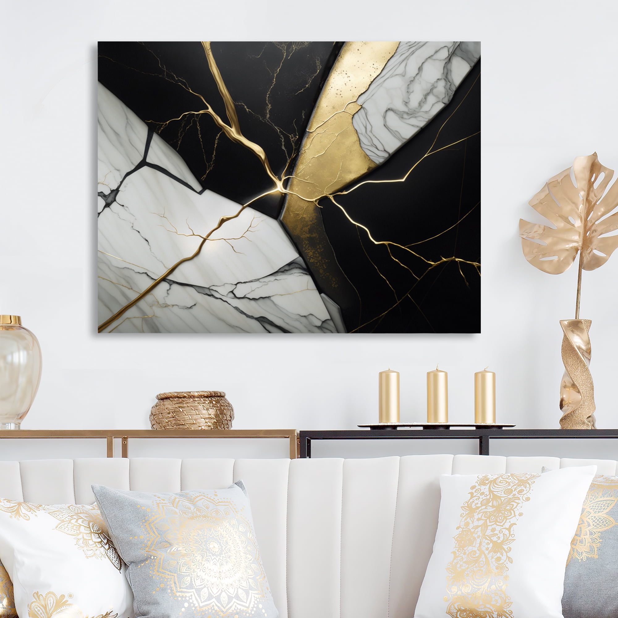 Designart Abstract Geode Black IV Canvas Wall Art