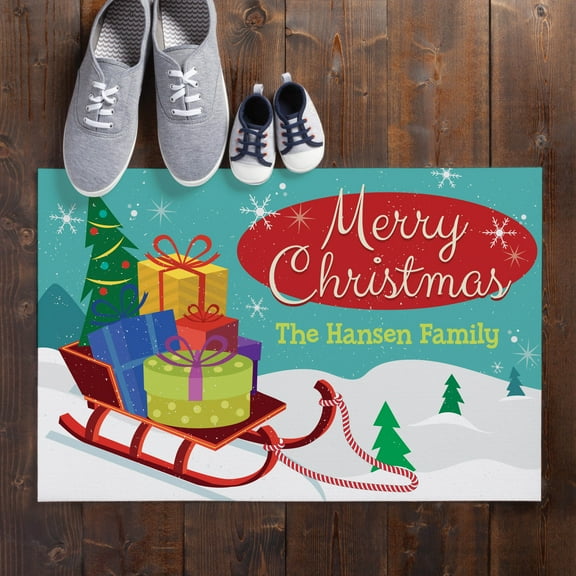Christmas Sled Personalized Doormat