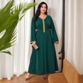 thumbnail image 5 of AURA Women Plus Size V Neck Elegant Maxi Dress Long Sleeve Waist Tie Modest Formal Dress, 5 of 8