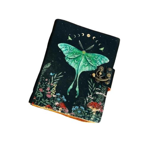 Moonlit Moth Keepsake Journal Handmade Leather Journal 5x7 – 200 Deckle Edge Pages, Vintage Artistic Notebook