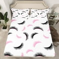 thumbnail image 2 of Castle Fairy Elegant Eyelash Full Size Sheets 4-Piece for Adults Female Women,Black Pink Breathable Bed Sheets,Bling Makeup Lightweight Sheet Sets,Lightweight Room Decor, 2 of 7