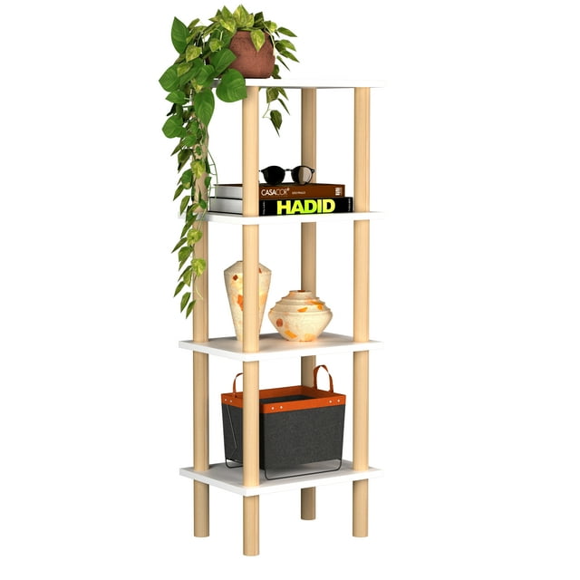 Librero MORU Mueble para Casa u Oficina Kiwi Color Blanco 111 cm Altura x 40 cm Ancho x 30 cm Fondo