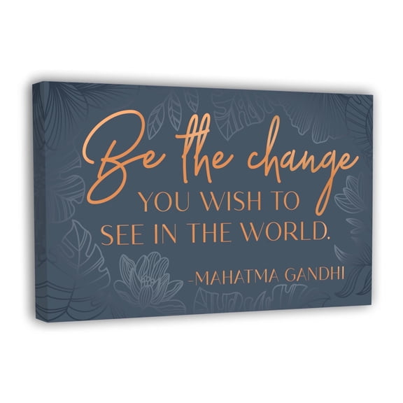 HoneyKICK Motivational Canvas Wall Art for Women, Blue and Gold, 10x16.5