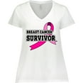 thumbnail image 3 of Inktastic Breast Cancer Survivor with Pink Ribbon Women's Plus Size V-Neck T-Shirt, 3 of 5