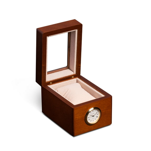 Cherry wood watch box with quartz movement clock
