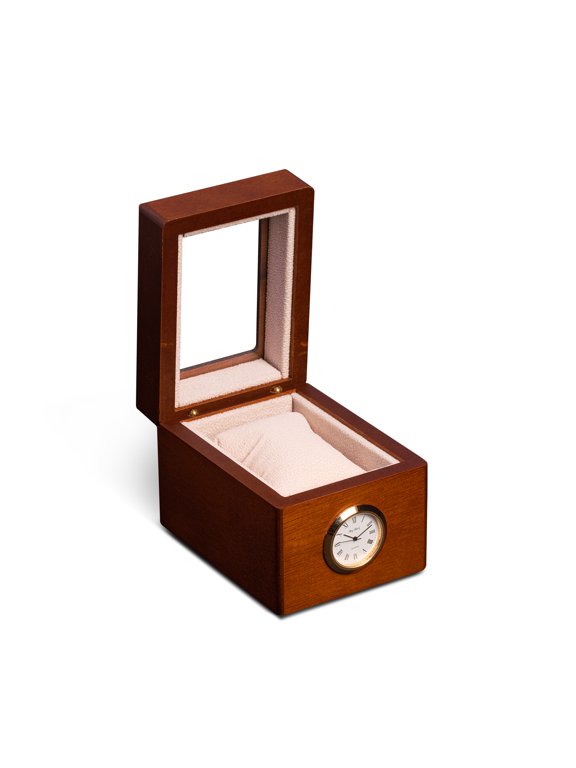 Cherry wood watch box with quartz movement clock