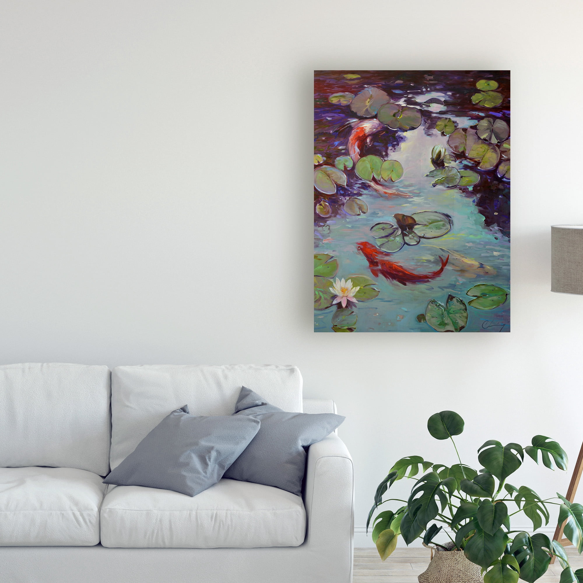 Trademark Fine Art 'Red Koi And Lilies' Canvas Art by Chuck Larivey