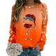thumbnail image 4 of Gibobby Sudaderas navideñas Moda para mujer Navidad Estampado Sudadera Cuello redondo Ajuste Tops Casual Manga larga Camisas de entrenamiento Blusa suelta(Naranja,XG), 4 of 5