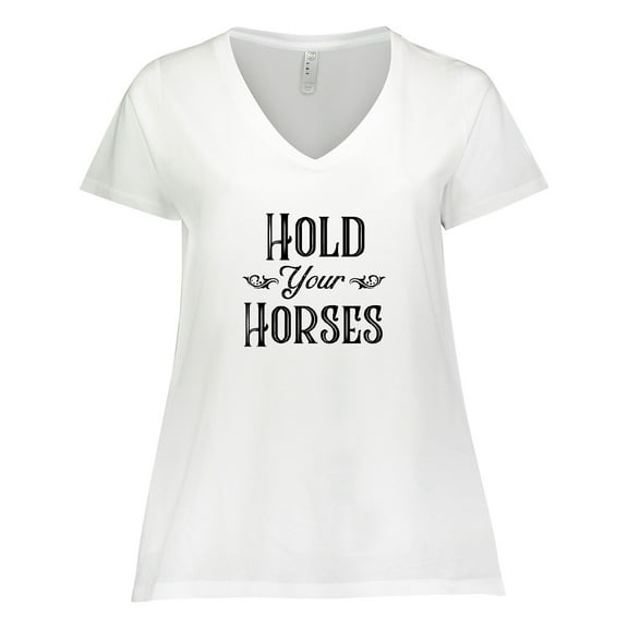Inktastic Hold Your Horses Women's Plus Size V-Neck T-Shirt