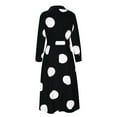 thumbnail image 5 of IROINNID Maxi Dress for Women Turn-down Collar Long Sleeve Waist Printed Long Dresses ,Black, 5 of 6