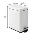 thumbnail image 6 of iDesign Bathroom Trash Can, 1.3 Gallon Metal Rectangular Compact Step Lid Garbage Bin, White, 6 of 6