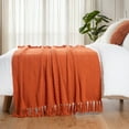 thumbnail image 7 of Battilo Burnt Orange Throw Blanket,Knit Fall Decor Blanket,Halloween Blanket with Tassels,60"x80", 7 of 7