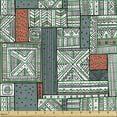 thumbnail image 2 of Geometric Sofa Upholstery Fabric by the Yard, Hand Drawn Style Illustration Ornamented as Tribal Motifs Print, Decorative Fabric for DIY and Home Accents, Slate Blue and Dark Salmon by Ambesonne, 2 of 5