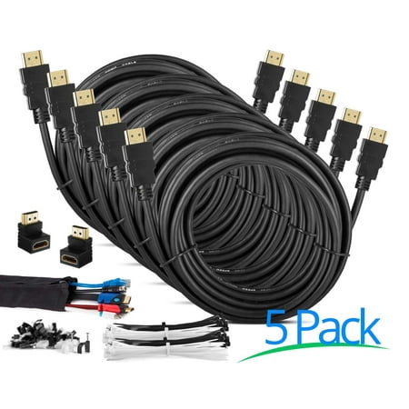 Maximm High Speed HDMI 5 Feet 5 Pack Black Cable For Ethernet, 1.3, Audio Return, Blu-Ray, Playstation, XBox,