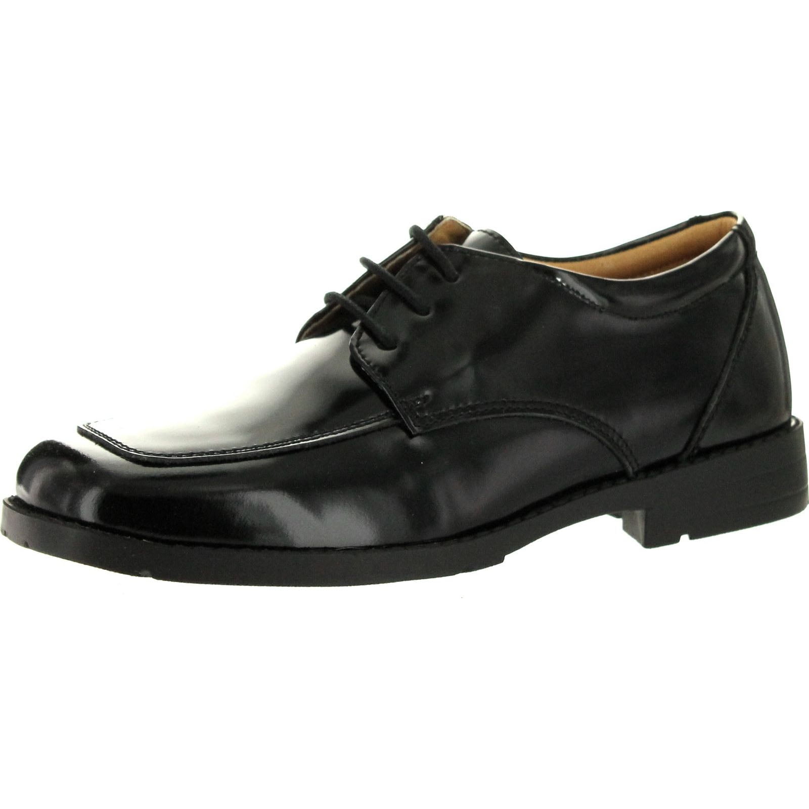 Goor Boys Oxford Lace Up Patent Party Wedding Shoes Black Patent PU 