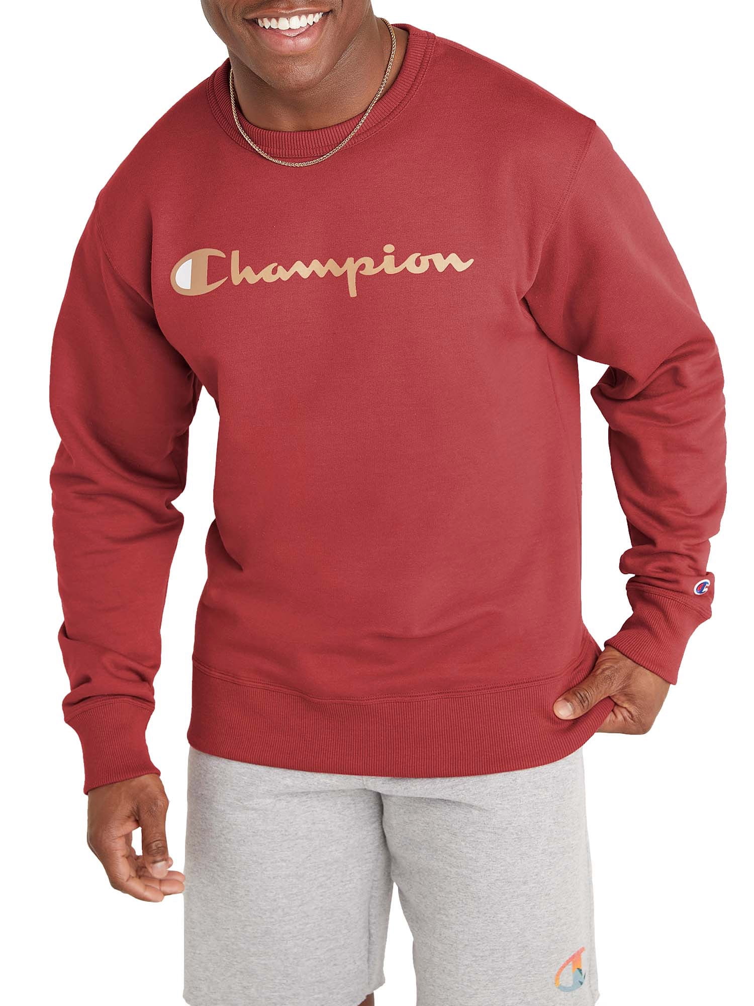 champion men's powerblend graphic crewneck sweatshirt