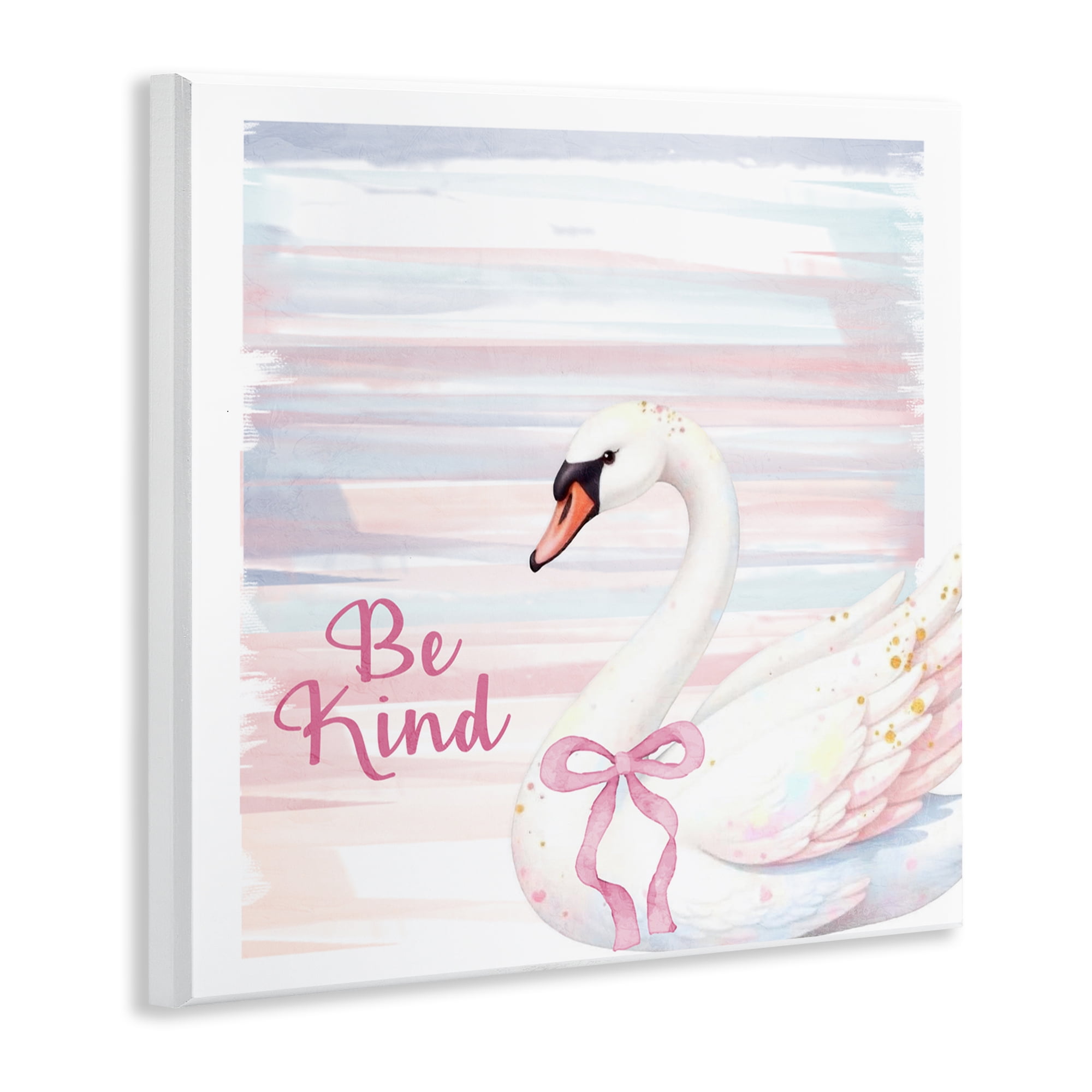Be Kind Pastel Swan Wall Plaque Art, design by Kim Allen
