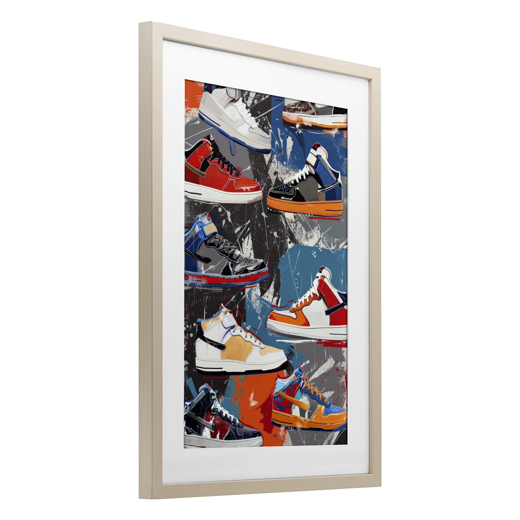 Stupell Industries Stylish Urban Shoe Collection Birch Framed Print Under Glass, design by Ray Powers