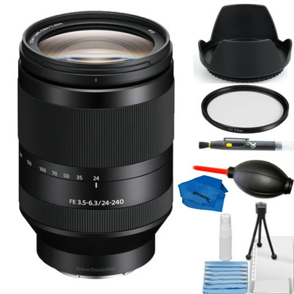 Sony FE 24-240mm f/3.5-6.3 OSS Lens - Bundle Includes: Tulip Lens Hood, UV Filter & Much More (7pc Bundle)