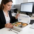thumbnail image 7 of AZXY Stainless Steel Bento Box, Adult Lunch Bento Box, Leakproof Airtight Divided Food Storage Container, Bentgo Box for Office Outdoor Picnic Daily Meal Prep, 9.45x7.28x2.76in White, 7 of 7