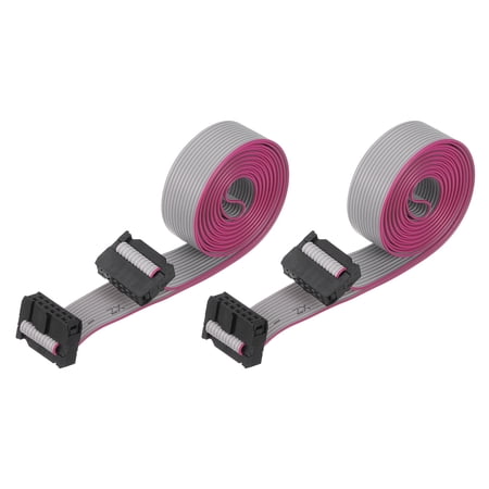 Uxcell 2 Pcs IDC Connector Flat Ribbon Cable 12 Pins 2.54mm Pitch 1.5m Length FC to FC Dual Female Connector Flat Ribbon Cable Wire for Industrial Electronics Grey