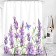 thumbnail image 5 of Lavender Shower Curtain, Purple Lavender Floral Shower Curtain Set, Watercolor Plant Leaves Flower Shower Curtains for Bathroom, Waterproof Fabric with 12 Hooks, 72 x 72 Inches, 5 of 6