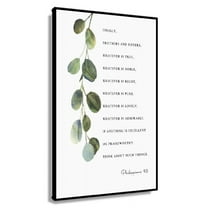 Philippians 4 8 Wall Art, Bible Verse Wall Decor Botanical Scripture Wall Art, Whatever Is True, Christian Gift Poster Prints Canvas Painting