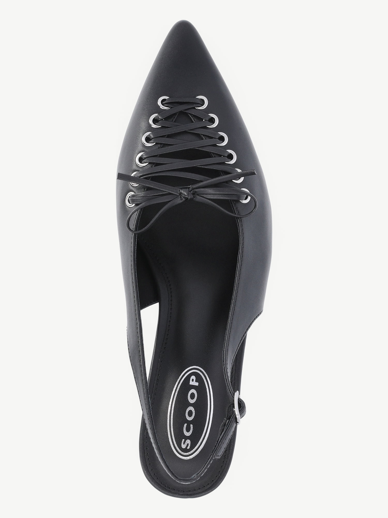 Scoop Women's Slingback Kitten Heels with Lace Up Accents