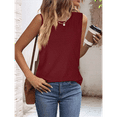 thumbnail image 4 of Camisas Casuales de Verano para Mujer, con Cuello Redondo y Mangas , Color Rojo Vino, Talla L, 4 of 7