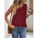 thumbnail image 4 of Camisas Casuales de Verano para Mujer, con Cuello Redondo y Mangas , Color Rojo Vino, Talla L, 4 of 7