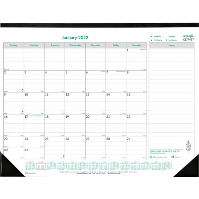 Brownline EcoLogix Monthly Desk Calendar, 17" x 22", 100 Recycled