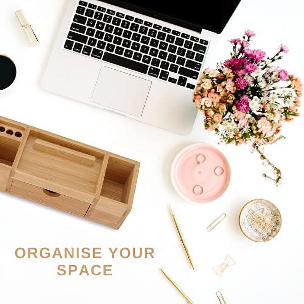 TROEX Wood with Drawers Storage Compartments Pen Phone Desktop Organizer and Pencil Holder Type