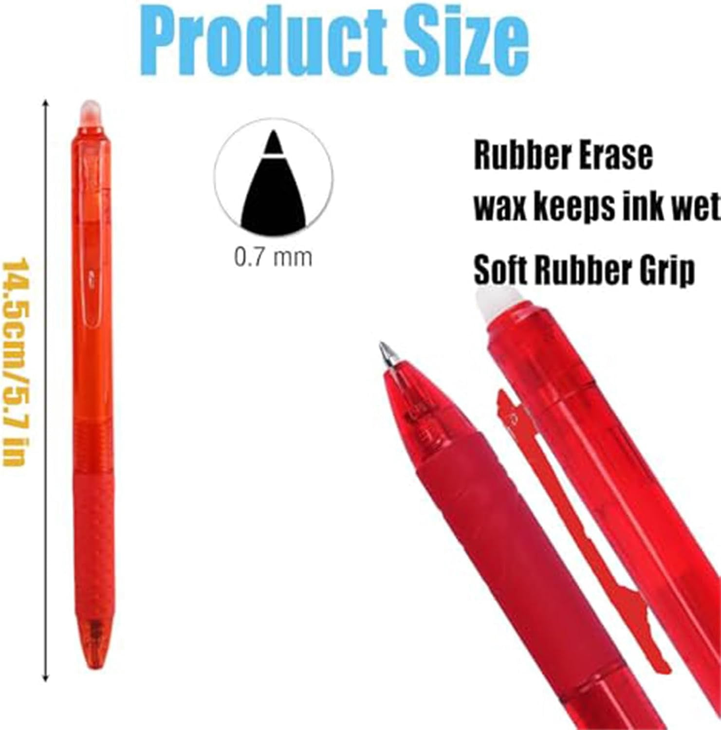 Multi Color Erasable Gel Pens, 12 Pack 0.7mm Retractable Fine Point, Smooth Writing Comfort Grip, Built-in Eraser Make Mistakes Disappear for Note Taking Journaling Drawing