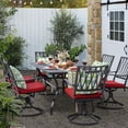 thumbnail image 3 of Nuu Garden 61*37" Outdoor Dining Table Patio Iron Slat Rectangle Table for 6-Person with Umbrella Hole, Galvanized Iron Slatted Tabletop Outdoor Dining Table, Black, 3 of 10