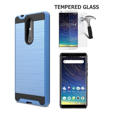 Phone Case for Coolpad Legacy (6.36” Screen), Metallic Brushed Design Shockproof Protection Cover Case + Tempered Glass Screen Protector