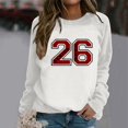 thumbnail image 2 of Chandails pour Femmes Basiques Chandail d'Automne avec Imprimé Lettre Col Rond Superposition Confort Blanc m, 2 of 7