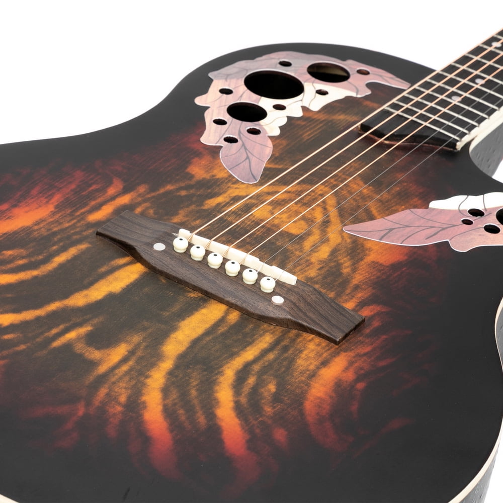 Hassch Glarry 41 Inch Full-Size Cutaway Acoustic-Electric Guitar Grape Voice Hole Spruce Top Round Back Sunset Color