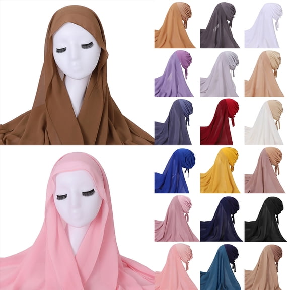 Ljudmp Non-See Through Instant Jersey Cotton Hijab Scarf for Women Ready to Wear Muslim Hijab Head Scarf Headwrap Neck Cover Black