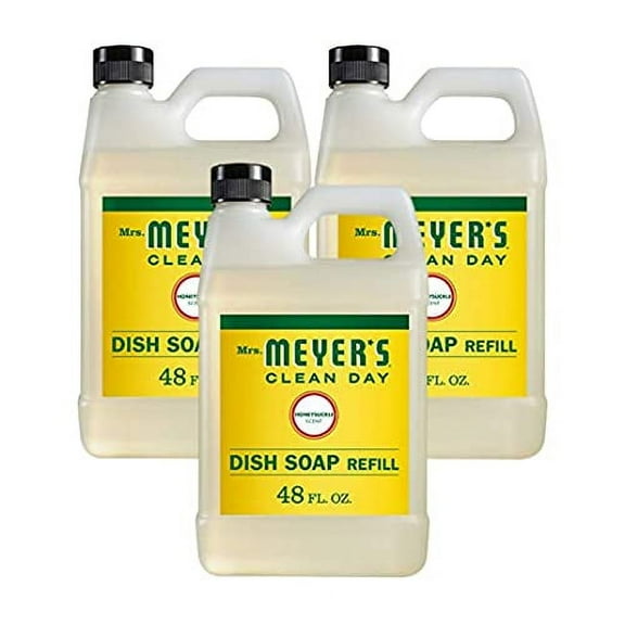 Liquid Dish Soap Refill, Cruelty Free Formula, Honeysuckle Scent, 48 oz 3-Packs