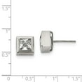 thumbnail image 2 of Stainless Steel Polished Square CZ Post Earrings, 2 of 7