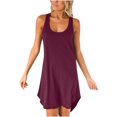 thumbnail image 1 of Vestido de falda casual deportivo sin mangas con cuello en U sin mangas con espalda cruzada para mujer Pompotops  qwe13728, 1 of 8