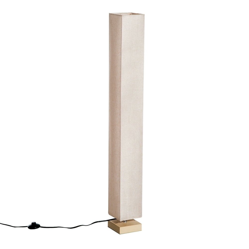 Homcom 47 Modern Square Linen Fabric Shade Floor Lamp With Wooden Base