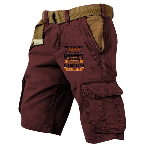 Cargo Shorts for Men Multi Pockets Twill Elastic Waistband Shorts Drawstring Ripstop Straight Leg Camo Cargo Short Relaxed-Fit Summer Outdoor Activities Casual Outfit,Red XL