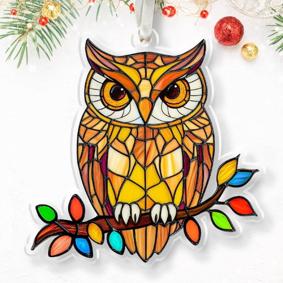 Owl Christmas Ornament - Owl Ornaments for Christmas Trees - Acrylic Ornament