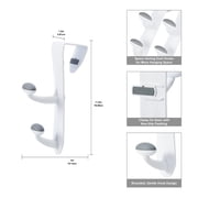 Mainstays White Over the Door Rubber Grip Hooks for Closet and Bathroom Storage, 2 Pack