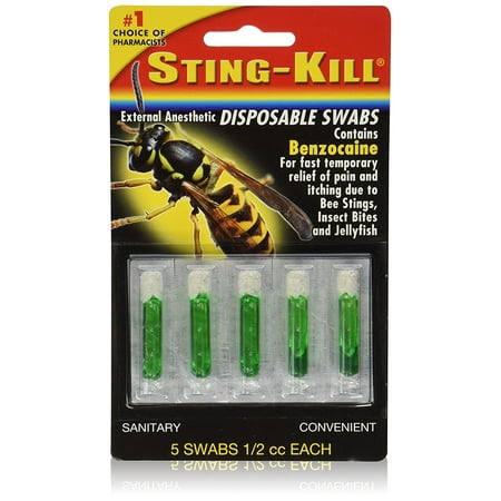 Sting-Kill Disposable Swabs - 5 Ea - Pack of 6, Sting-Kill Swabs is effective on stings and bites from bees, wasps, mosquitoes, jellyfish. By Stingkill from (Best Treatment For Bee Sting Itching)