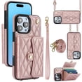 thumbnail image 1 of For Iphone 16 Pro Max Crossbody Rhombic Horizontal Wallet Leather Phone,iPhone 15 Pro Max, 1 of 7